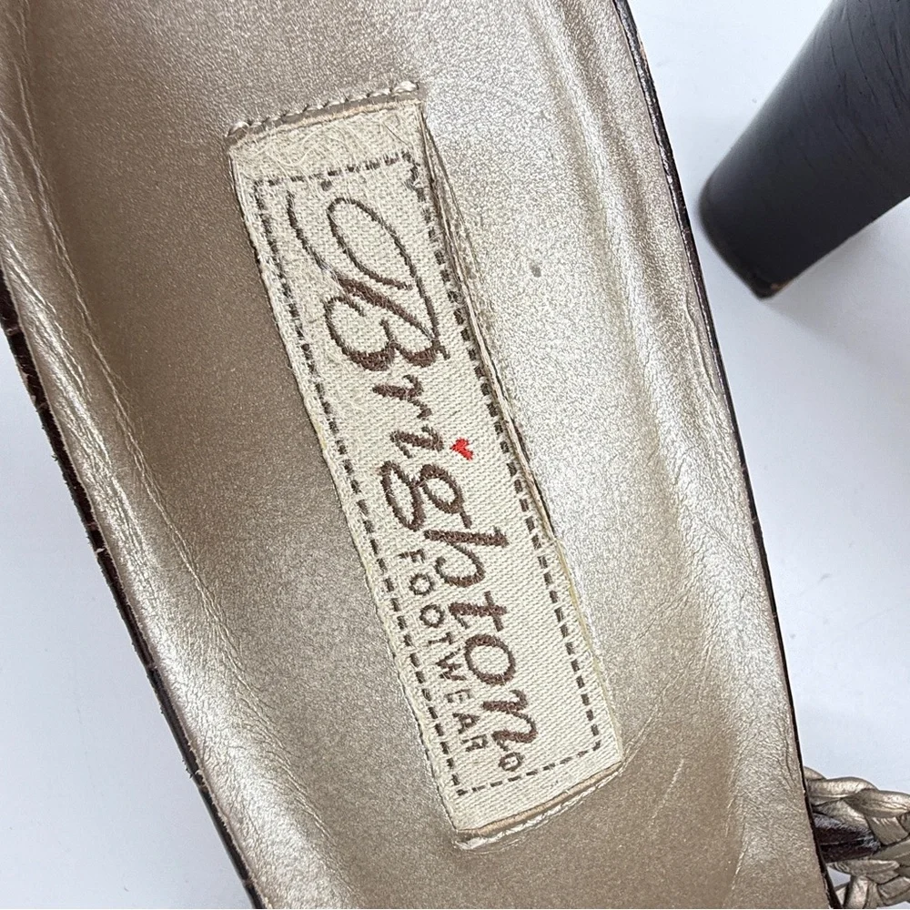 Brighton Tifany Gold Metallic Braided Leather Slide 2.5
